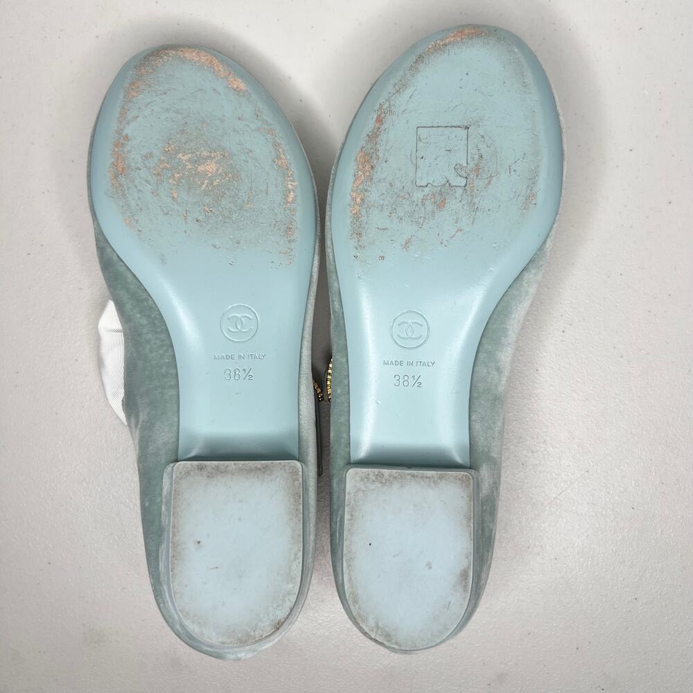 Chanel Velvet Ballet Flats Bow Métiers d'Art Size 38.5 - Picture 11 of 13
